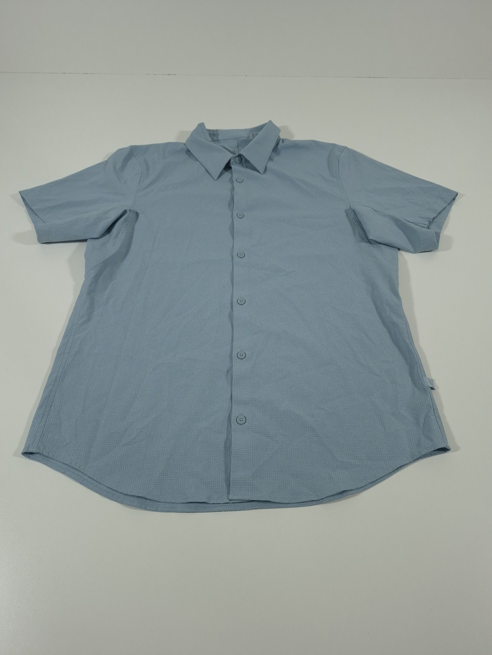 Lululemon airing easy Shirt Mens L Blue Check Short Sleeve Button Up Woven